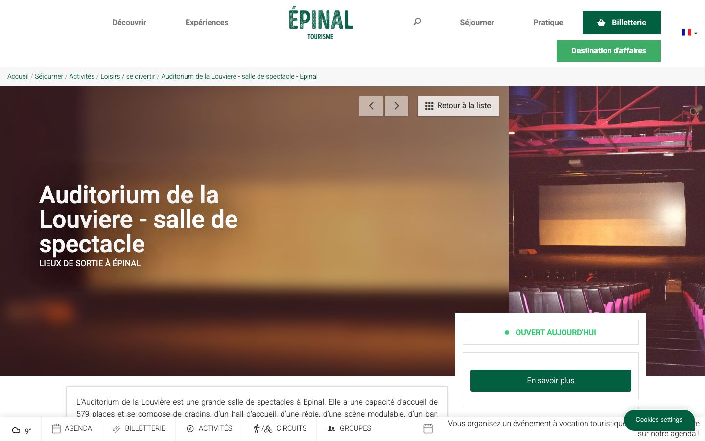 Homepage screenshot of Épinal Tourisme