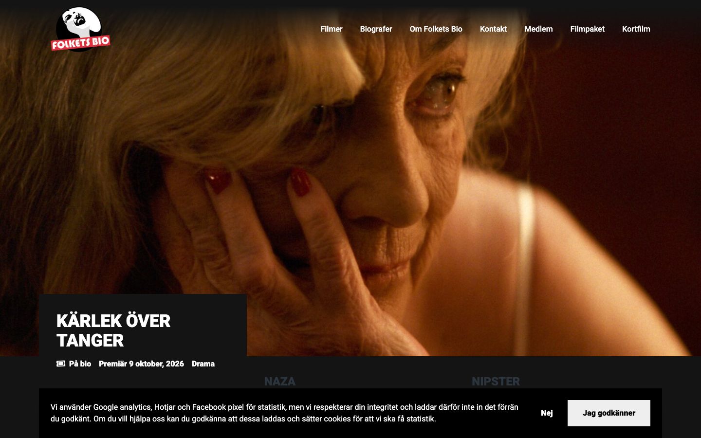 Homepage screenshot of Folkets Bio