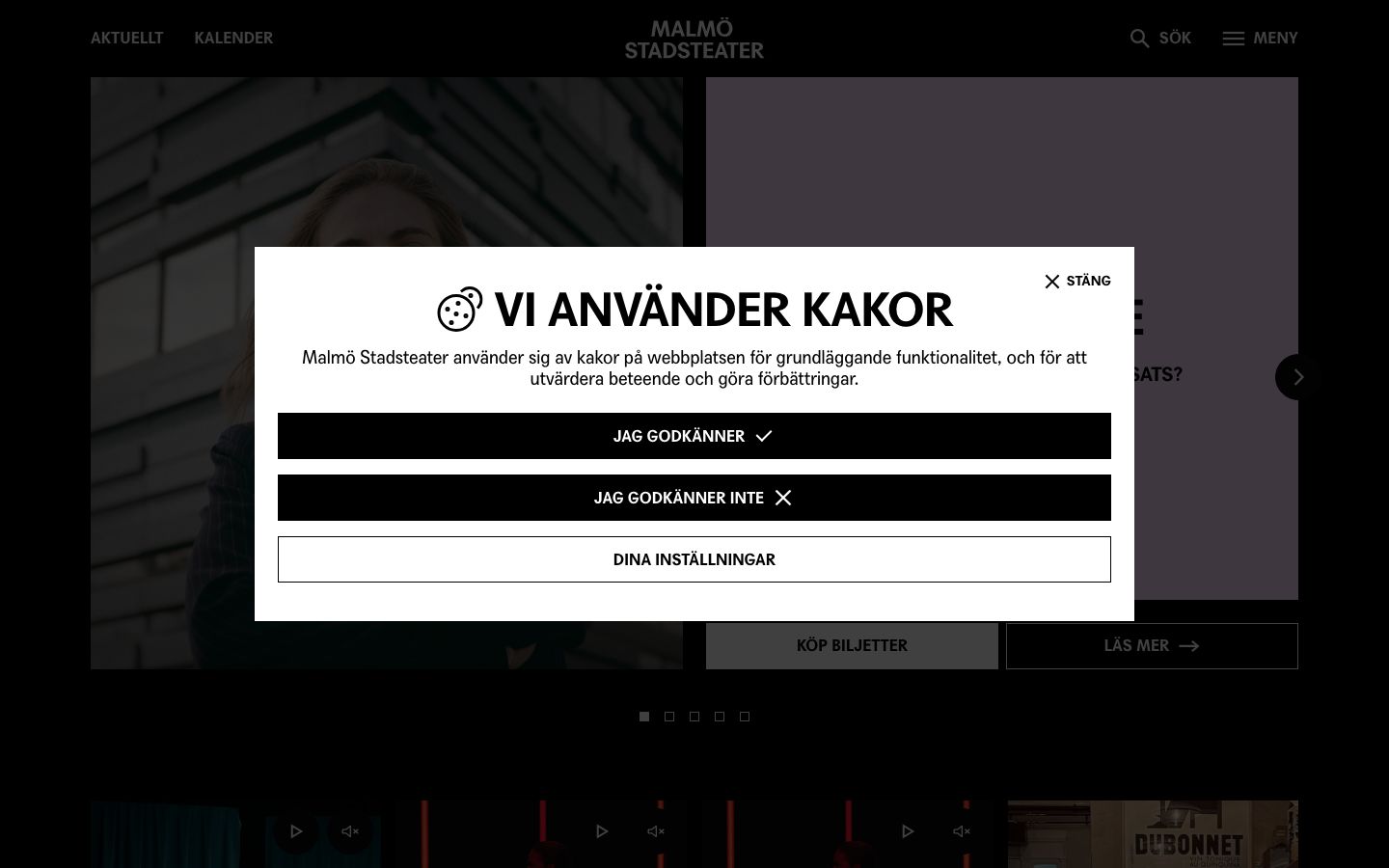 Homepage screenshot of Malmö Stadsteater