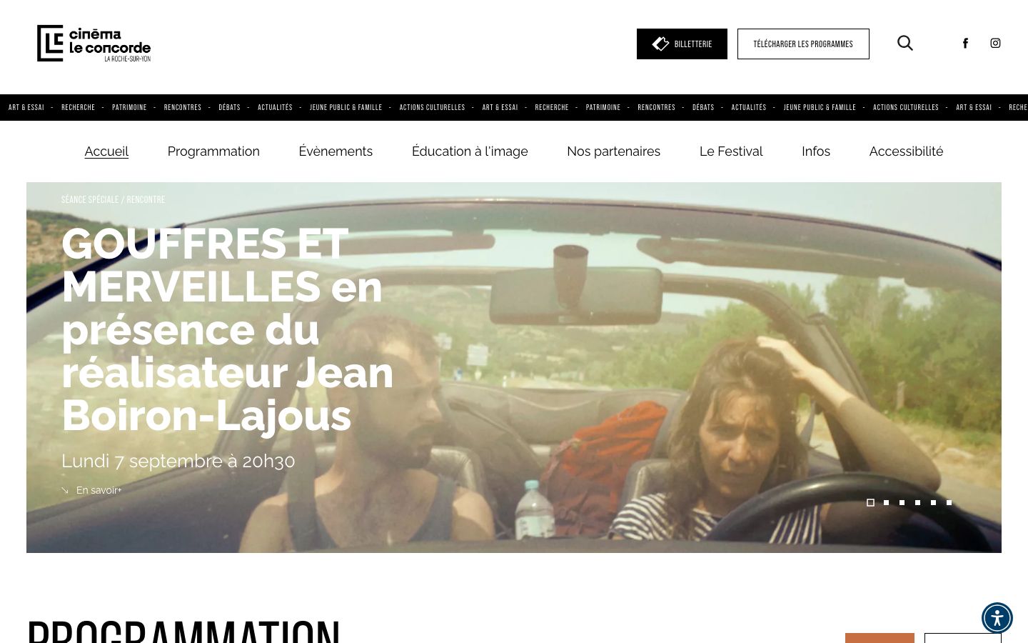 Homepage screenshot of Cinéma Le Concorde