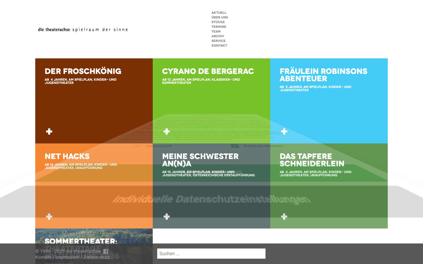 Homepage screenshot of die theaterachse