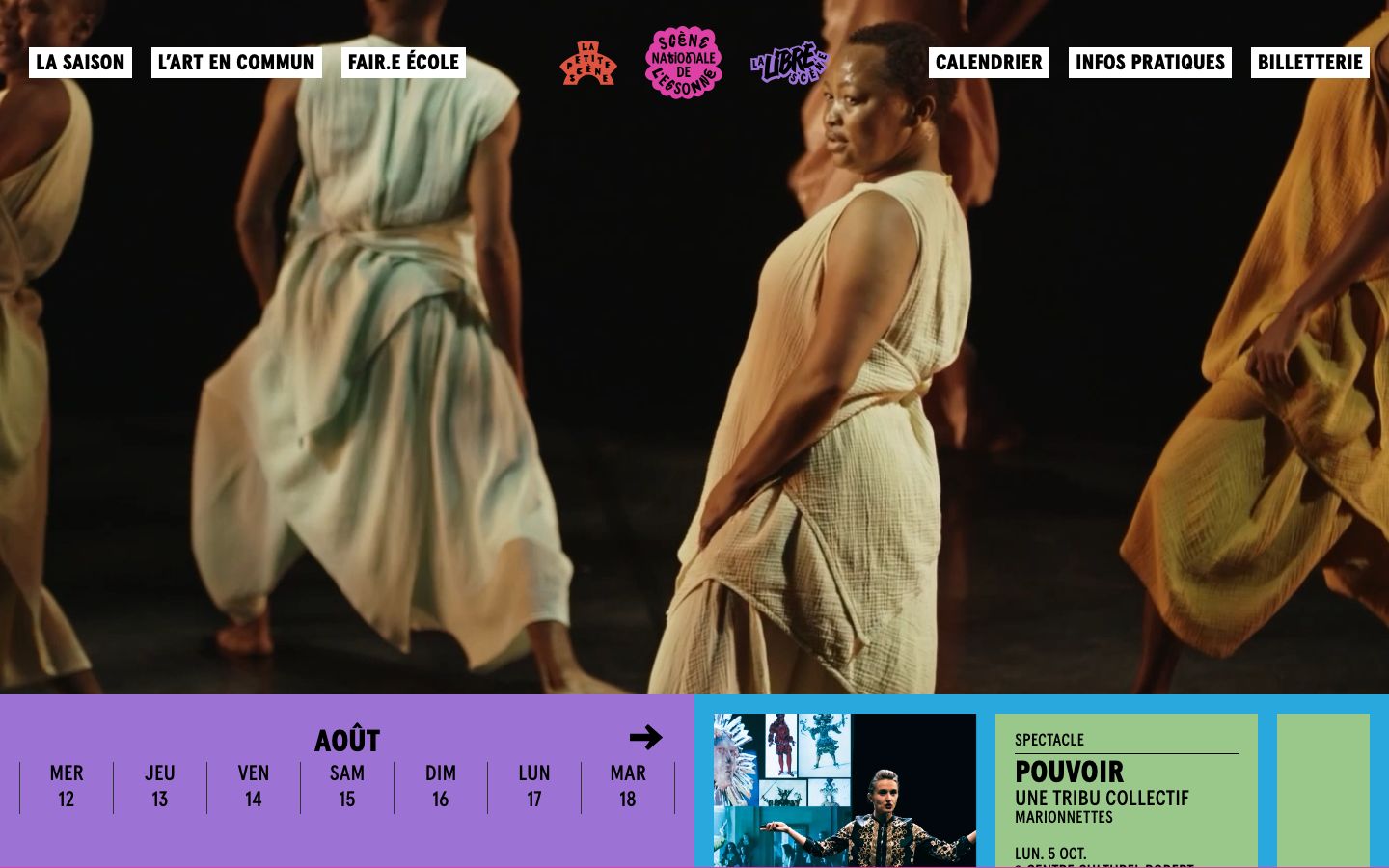 Homepage screenshot of Scène nationale de l'Essonne