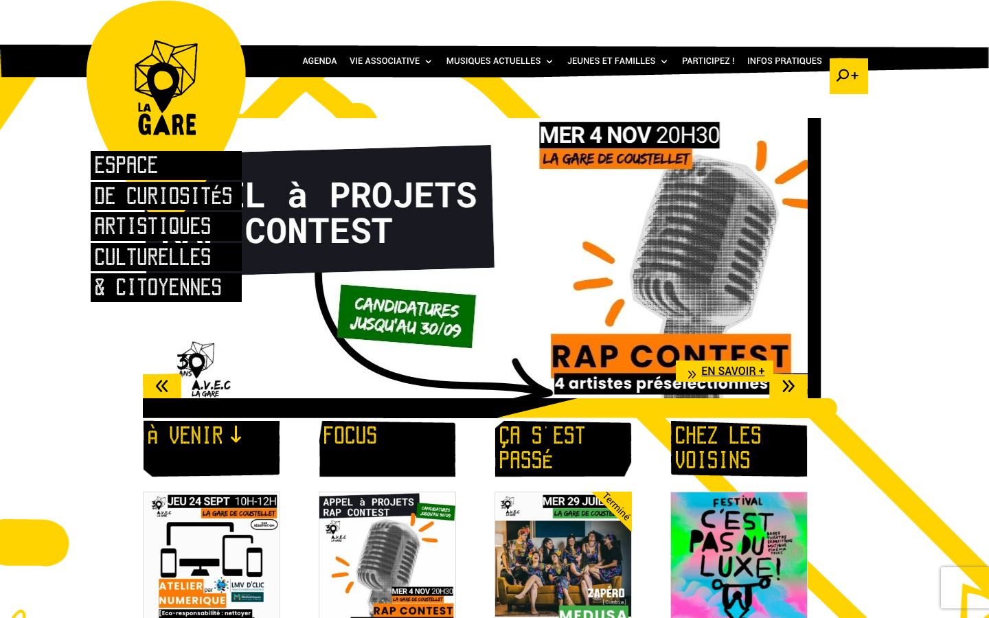 Homepage screenshot of La Gare de Coustellet - Association AVEC