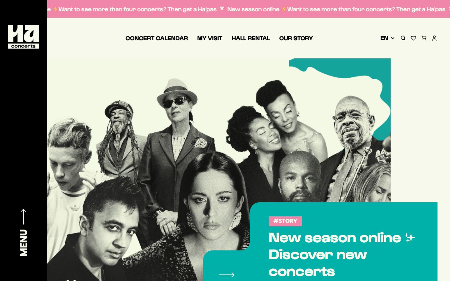 Homepage screenshot of Ha Concerts