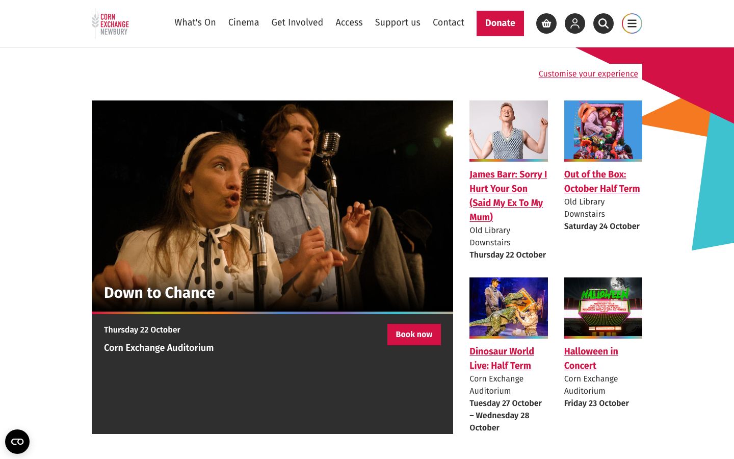 Homepage screenshot of Corn Exchange Newbury