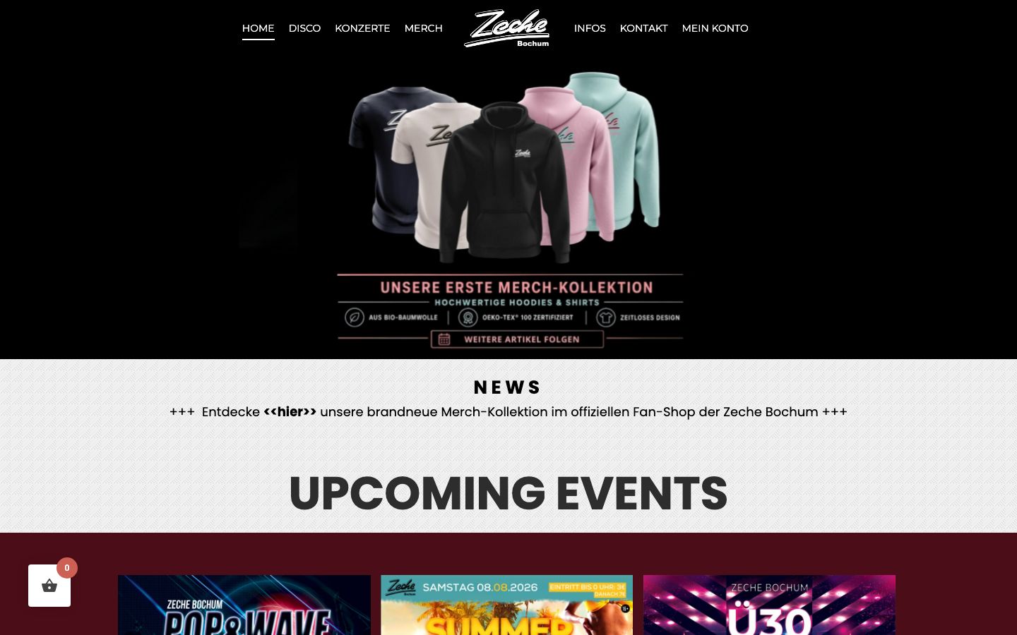 Homepage screenshot of Zeche Bochum