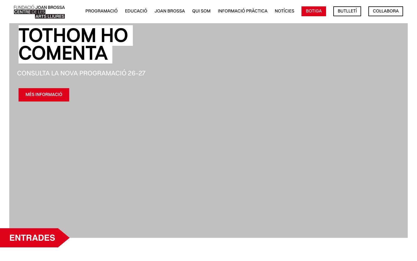 Homepage screenshot of Fundació Joan Brossa - Centre de les Arts Lliures