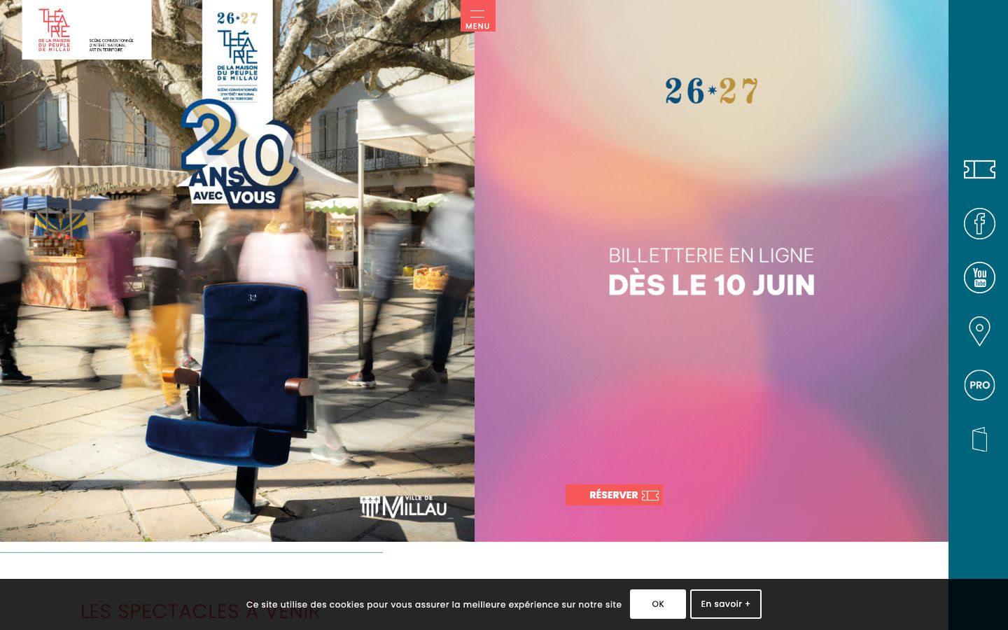 Homepage screenshot of Théâtre de la Maison du Peuple de Millau