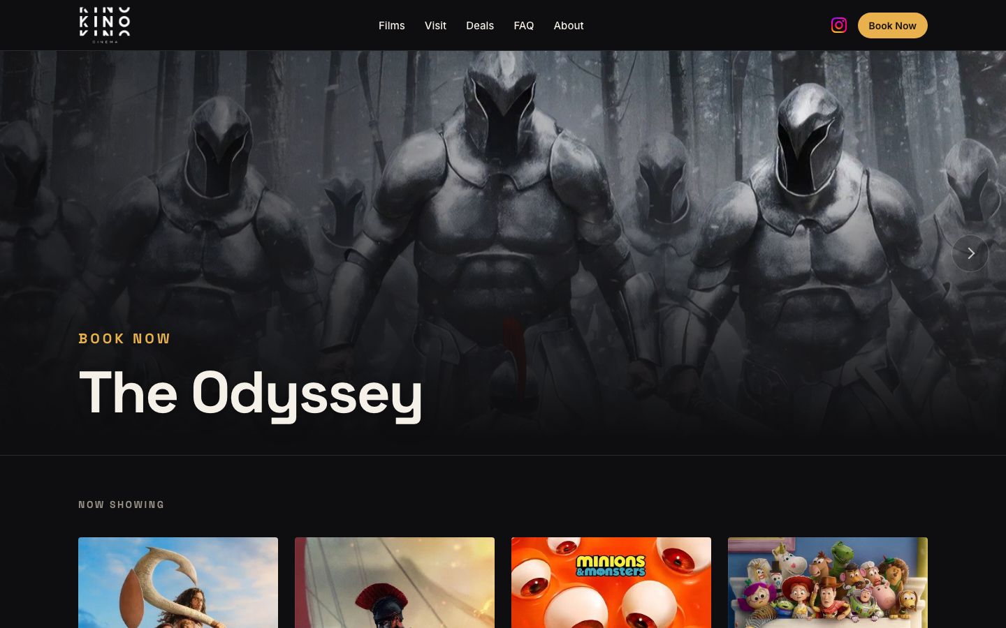 Homepage screenshot of The Kino Cinema