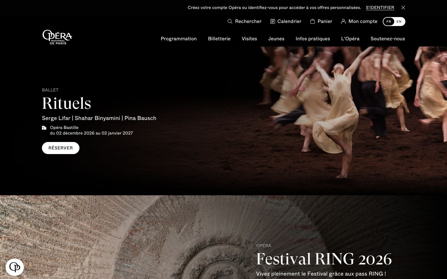 Homepage screenshot of Opéra national de Paris