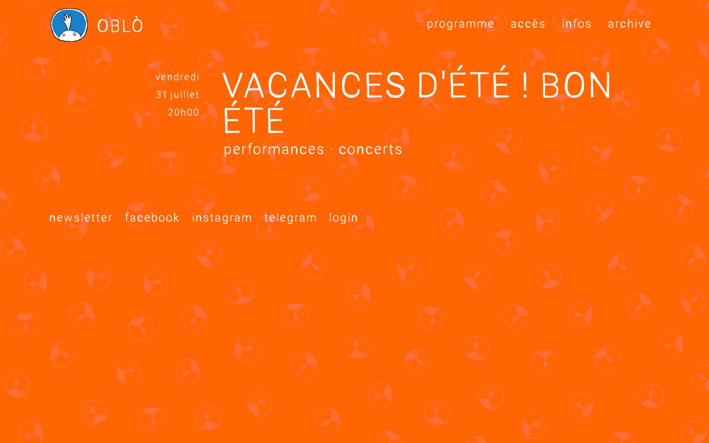 Homepage screenshot of Cinéma Oblò