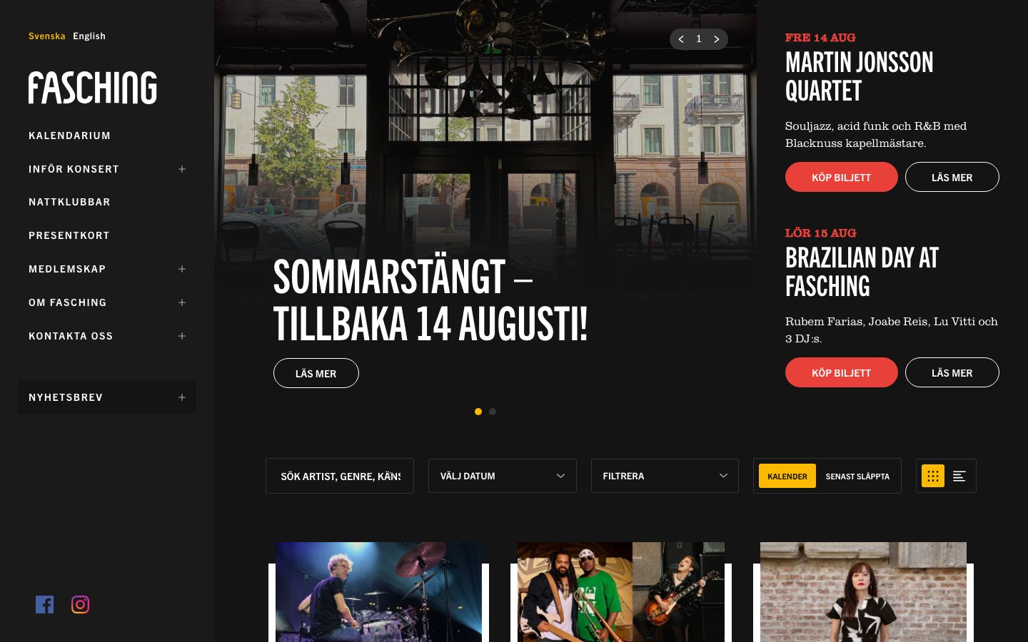Homepage screenshot of Fasching