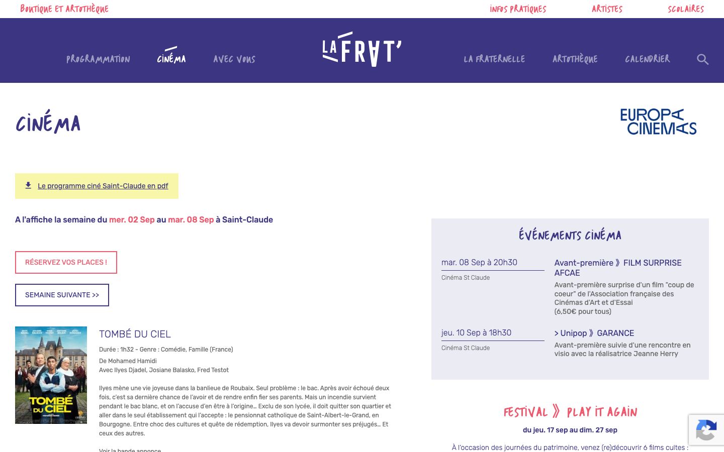Homepage screenshot of La fraternelle - Maison du Peuple - Saint-Claude