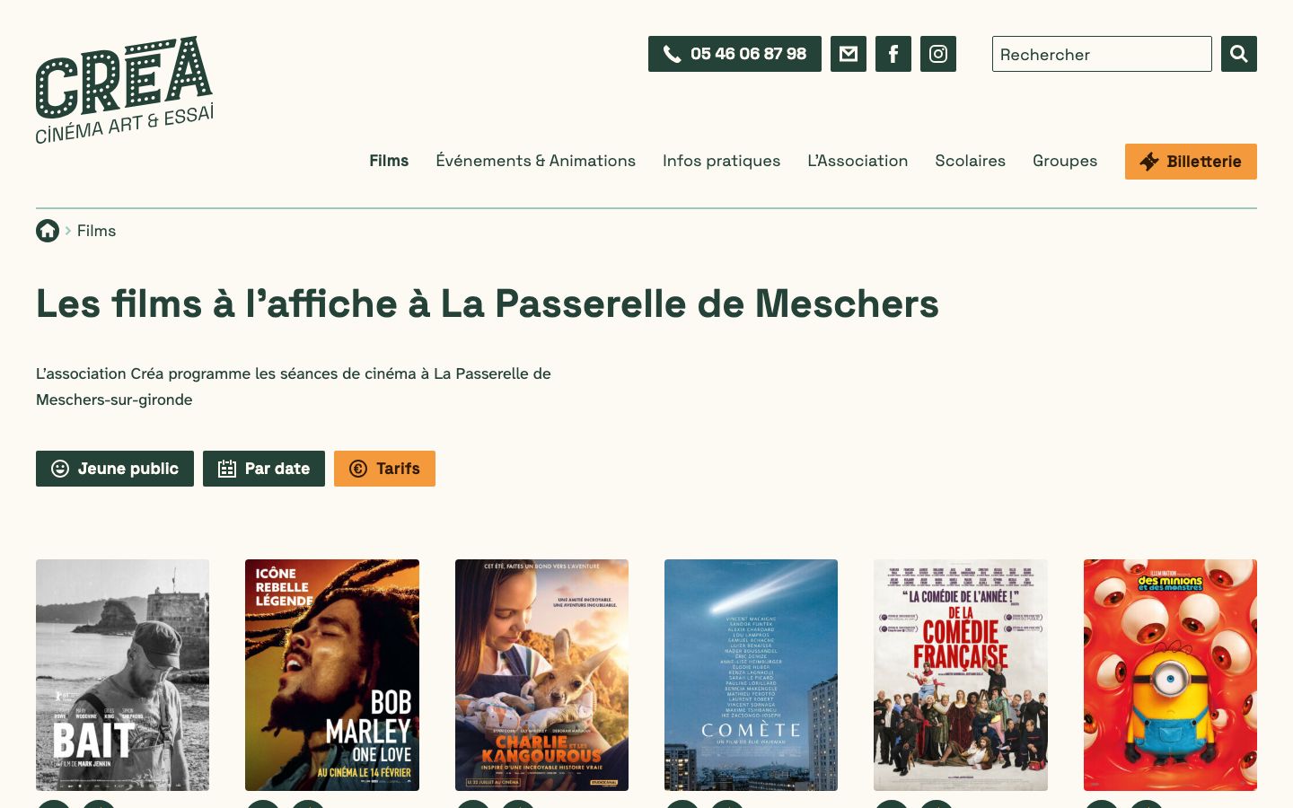 Homepage screenshot of Association Créa