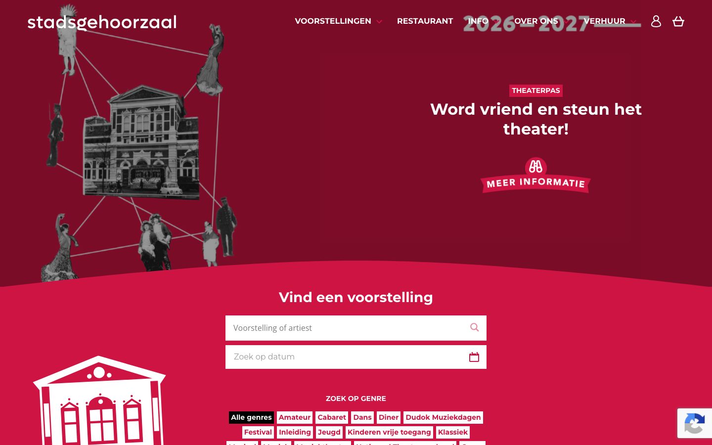 Homepage screenshot of Stadsgehoorzaal Kampen
