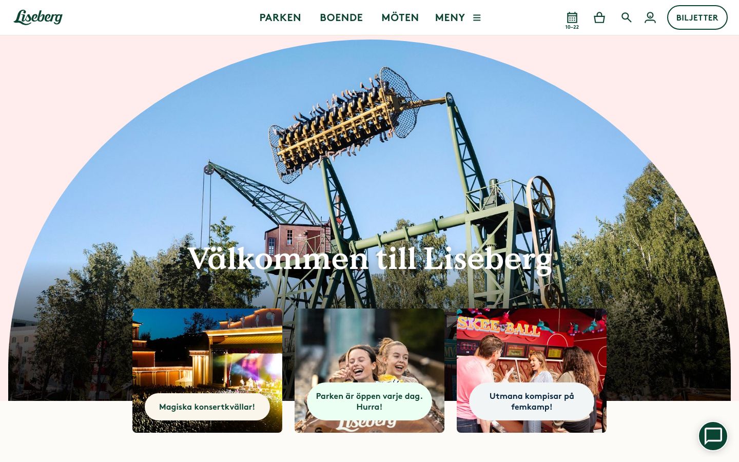 Homepage screenshot of Liseberg
