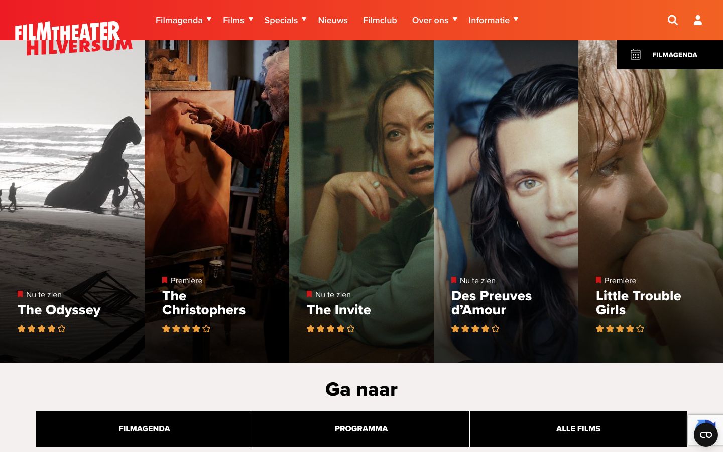 Homepage screenshot of Filmtheater Hilversum