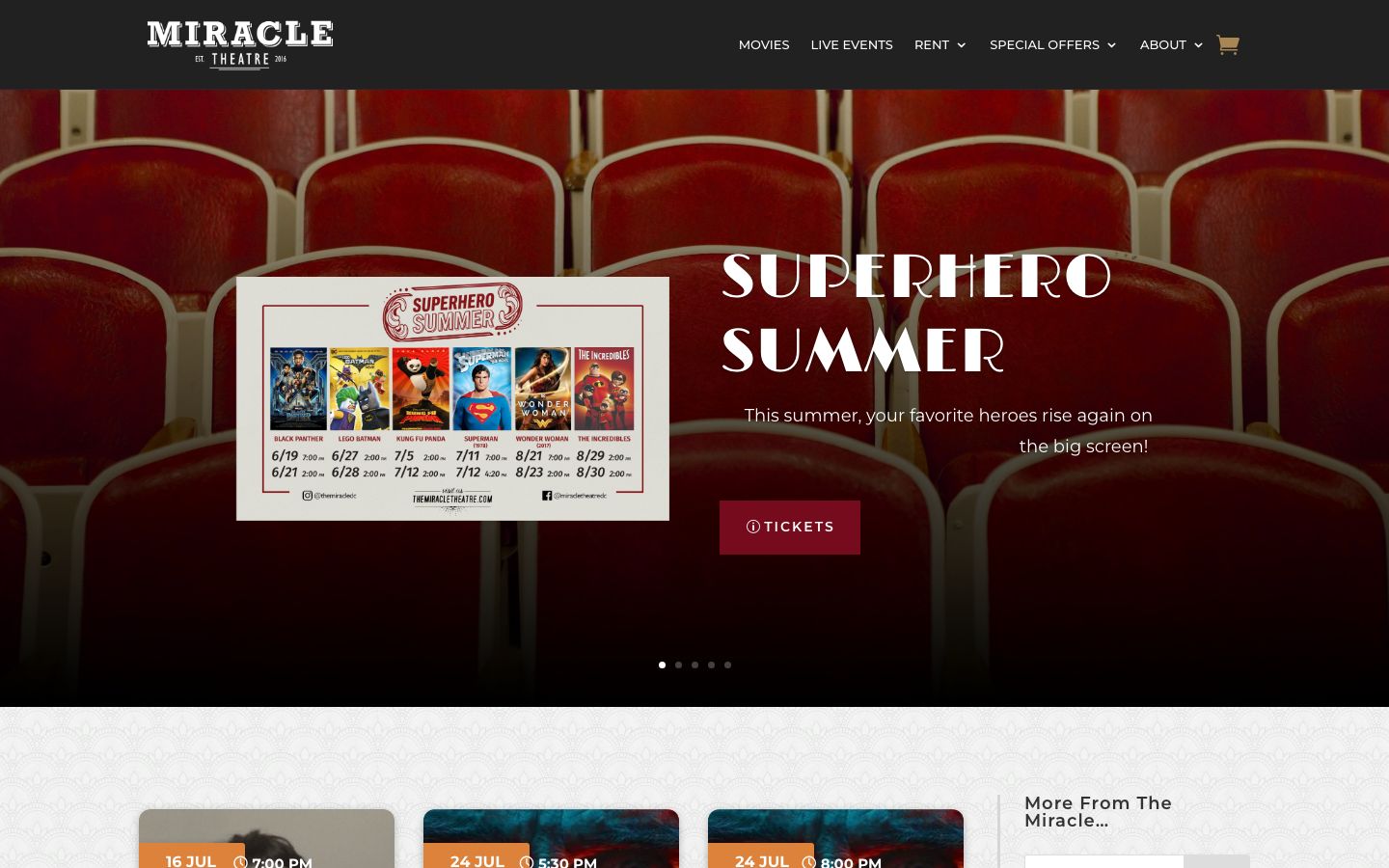 Homepage screenshot of The Miracle Theatre