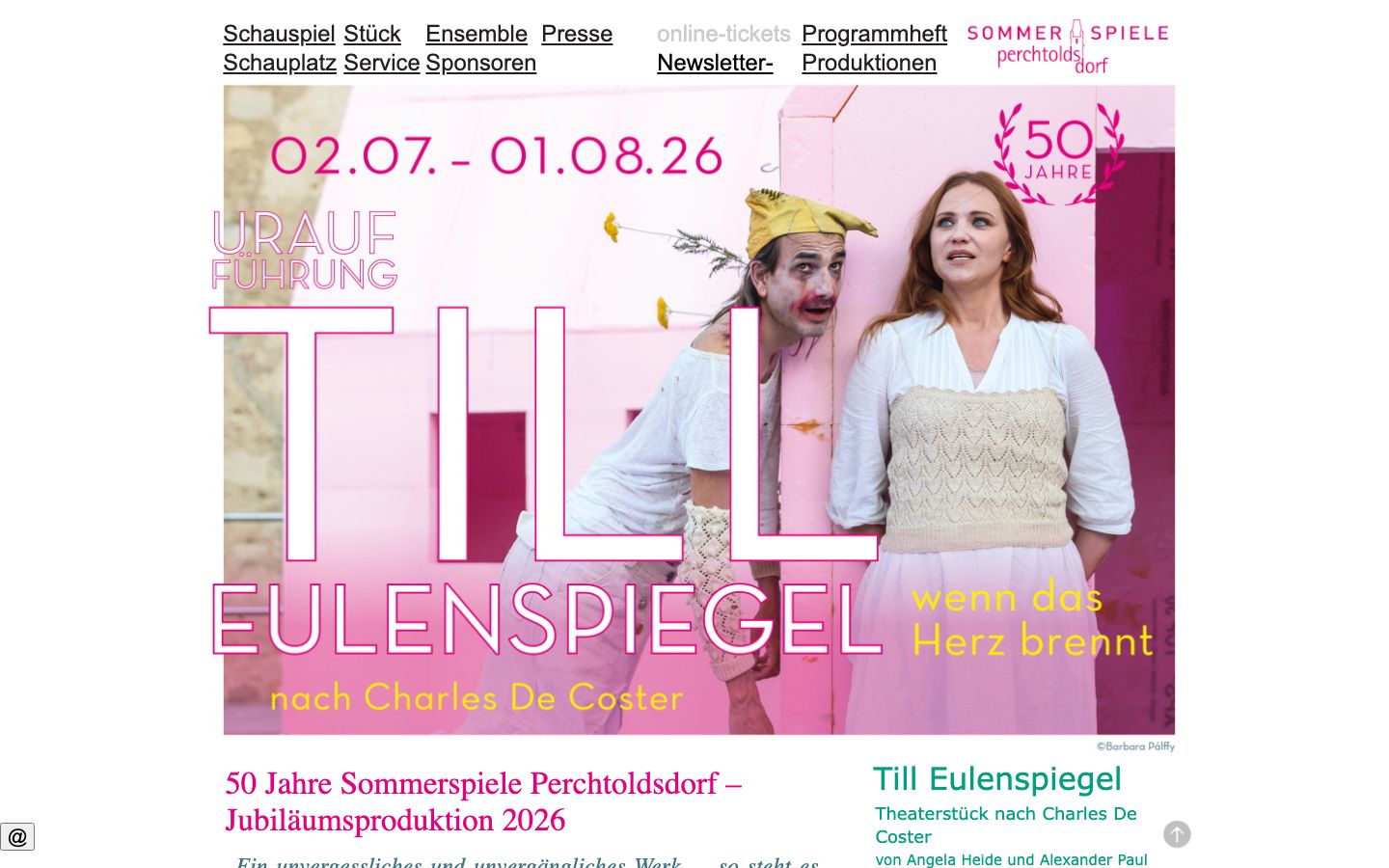 Homepage screenshot of Sommerspiele Perchtoldsdorf