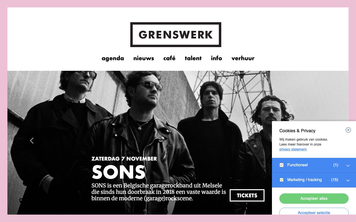 Homepage screenshot of Grenswerk