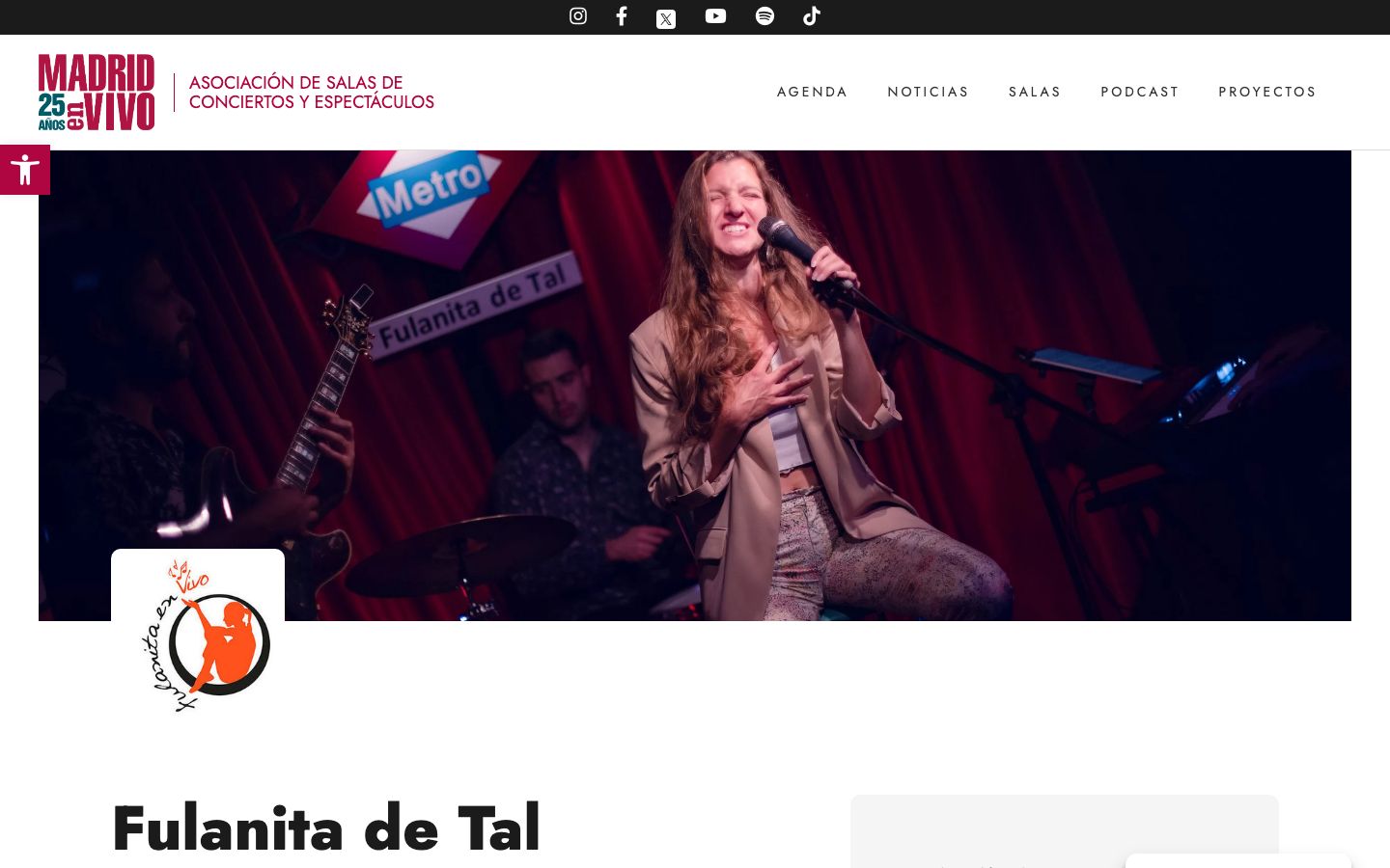 Homepage screenshot of Madrid en Vivo
