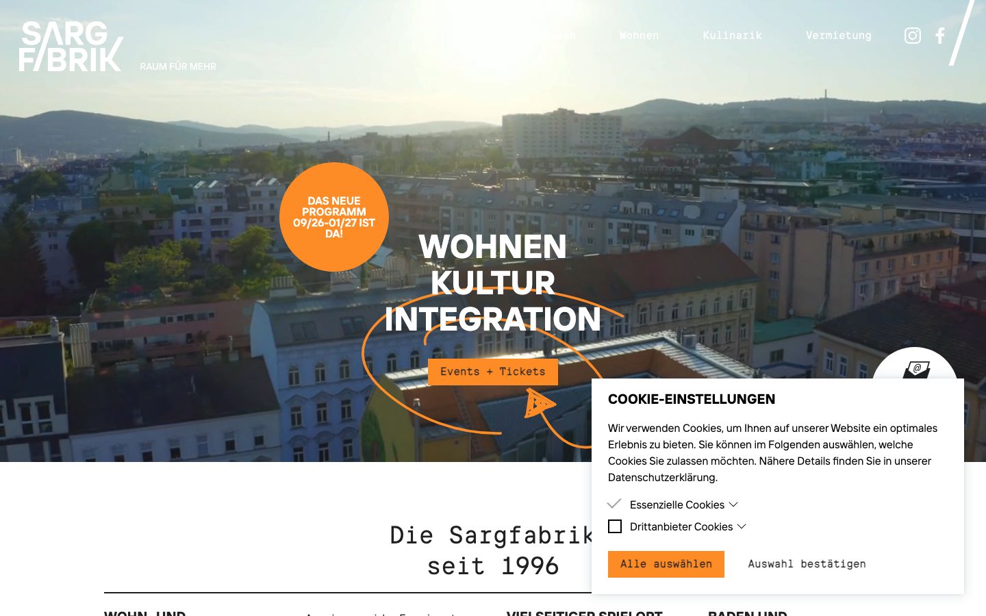 Homepage screenshot of Externe Website