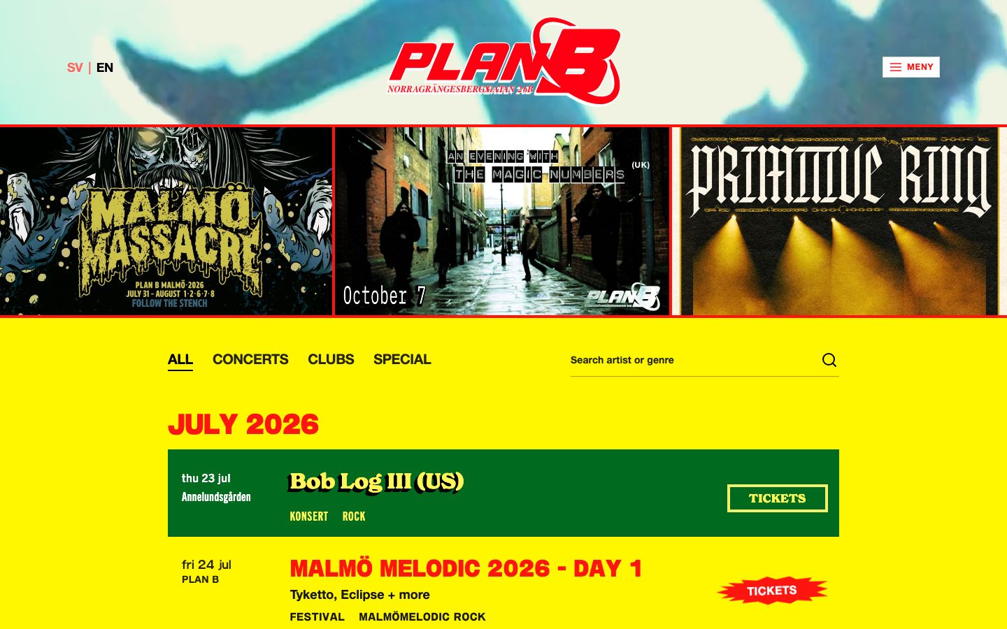 Homepage screenshot of PLAN B