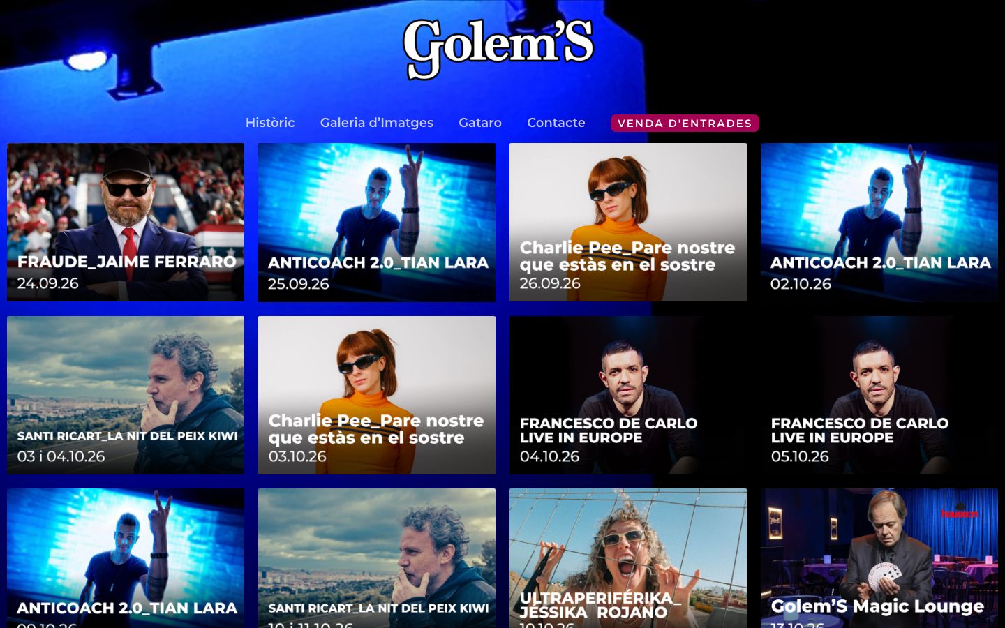 Homepage screenshot of Golem'S - Club Cultural