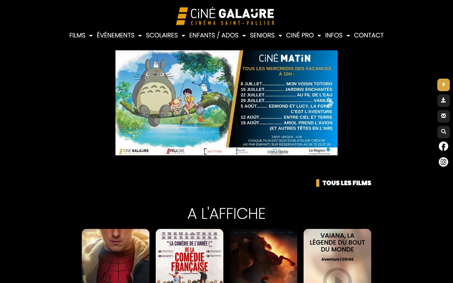 Homepage screenshot of Cinéma Ciné Galaure