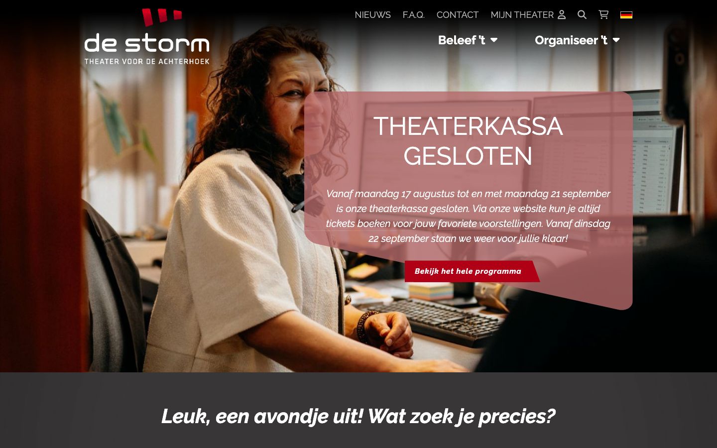 Homepage screenshot of Theater De Storm