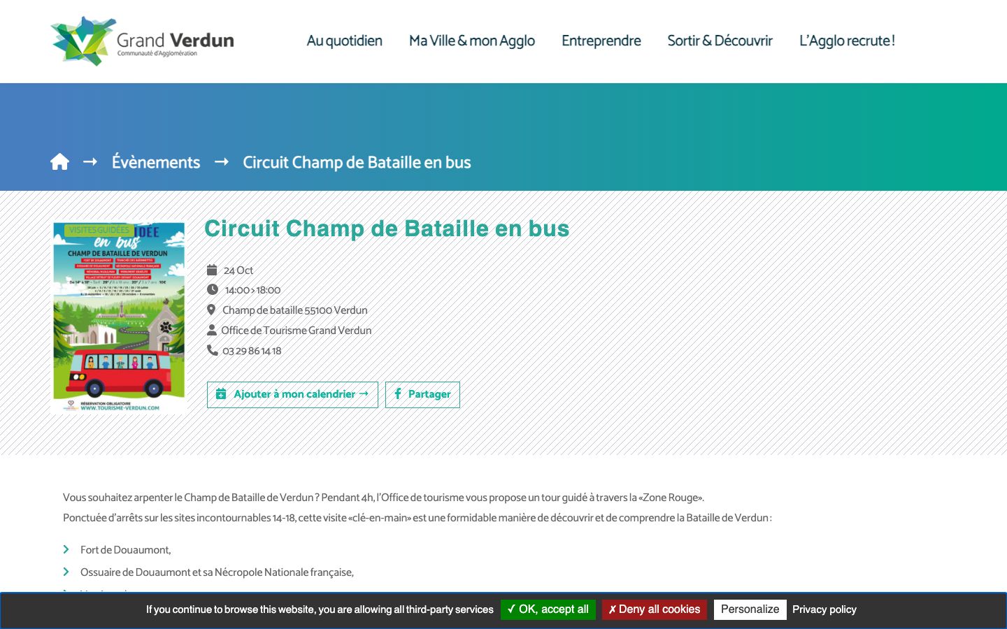 Event detail page screenshot of Communauté d'Agglomération du Grand Verdun