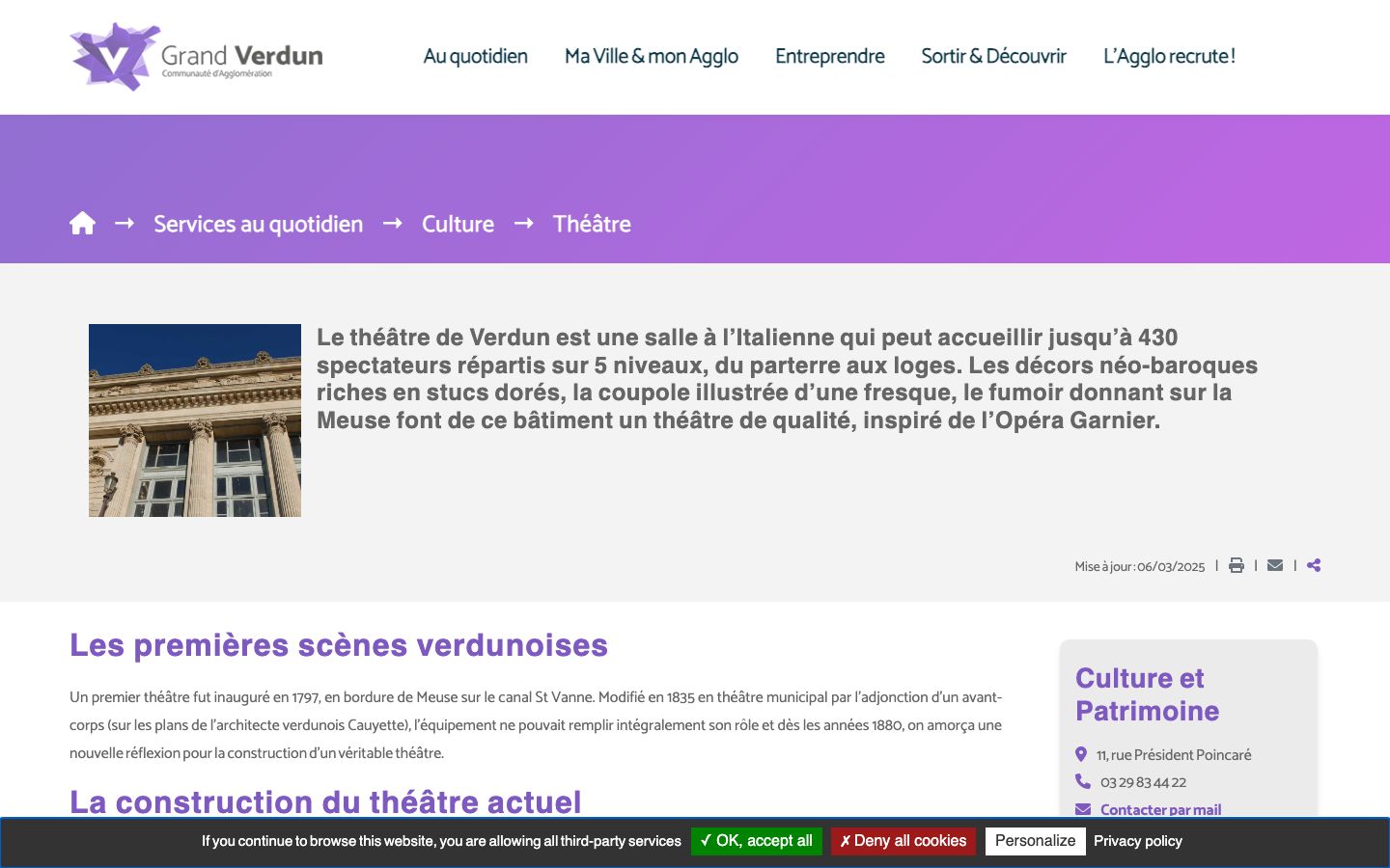 Homepage screenshot of Communauté d'Agglomération du Grand Verdun