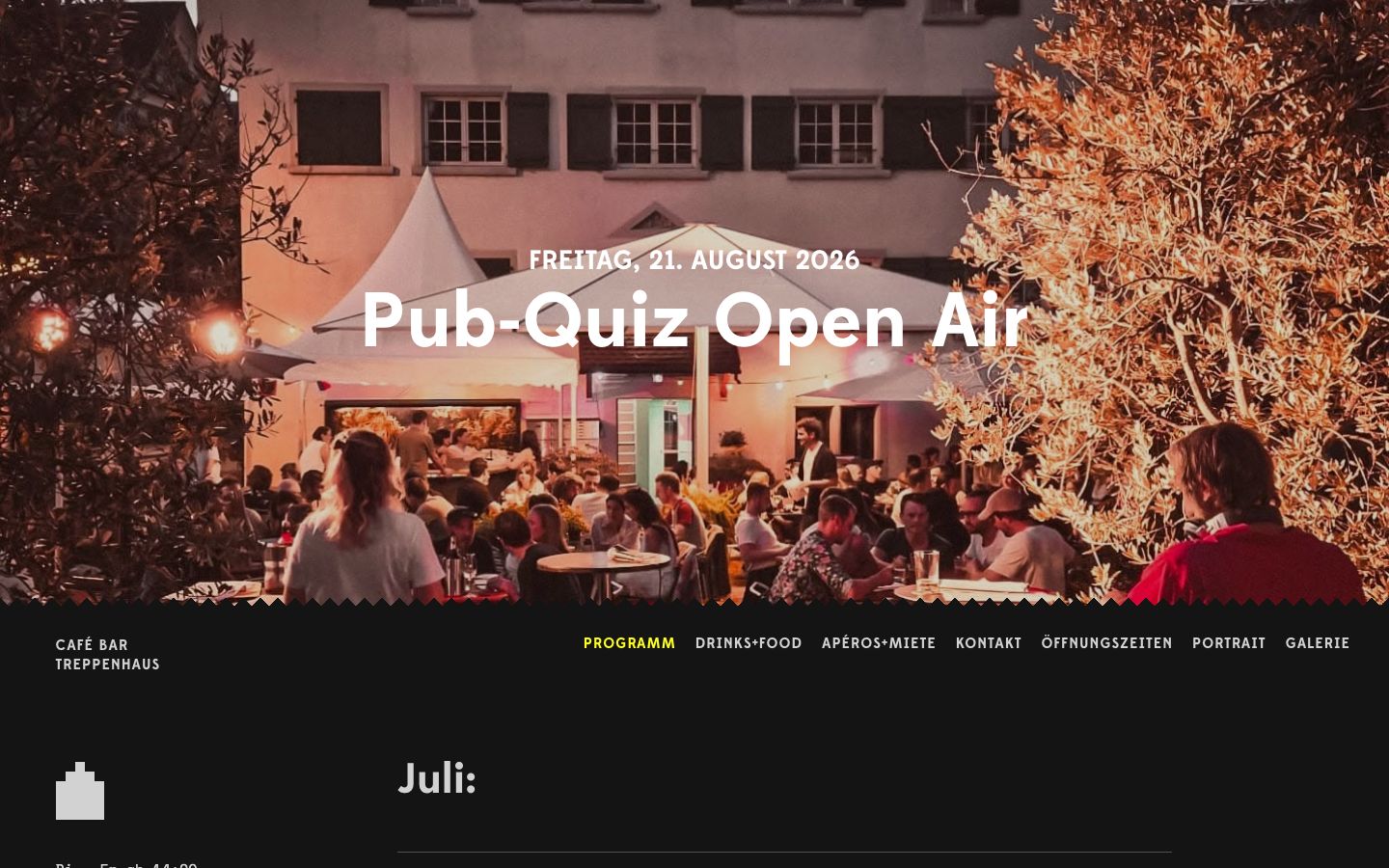 Homepage screenshot of Café Bar Treppenhaus Rorschach