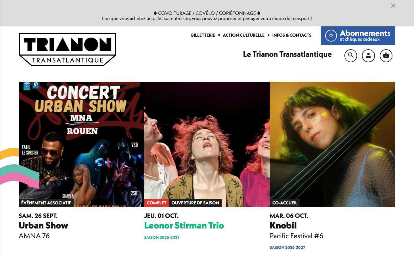 Homepage screenshot of Le Trianon Transatlantique