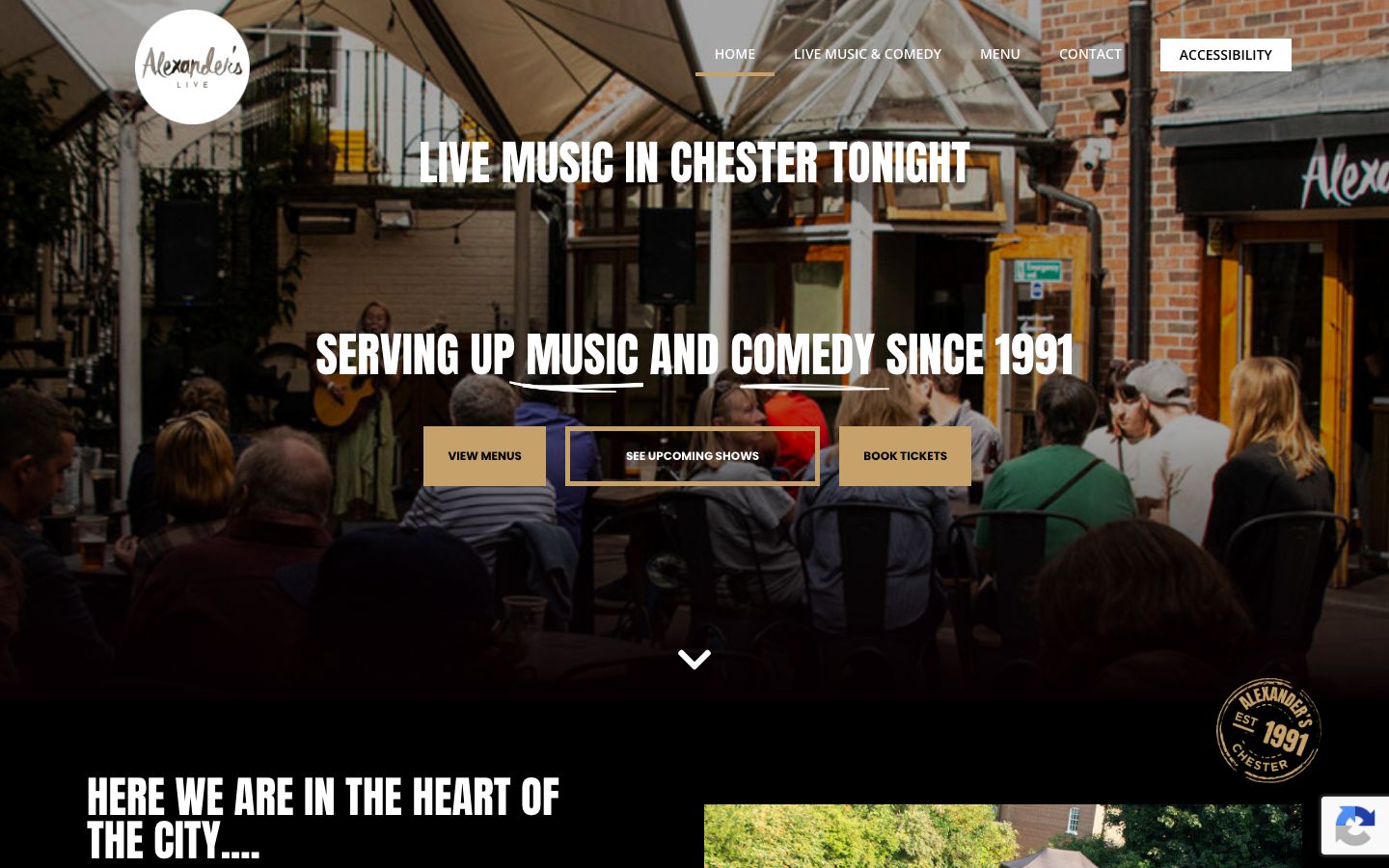 Homepage screenshot of Alexander's Live