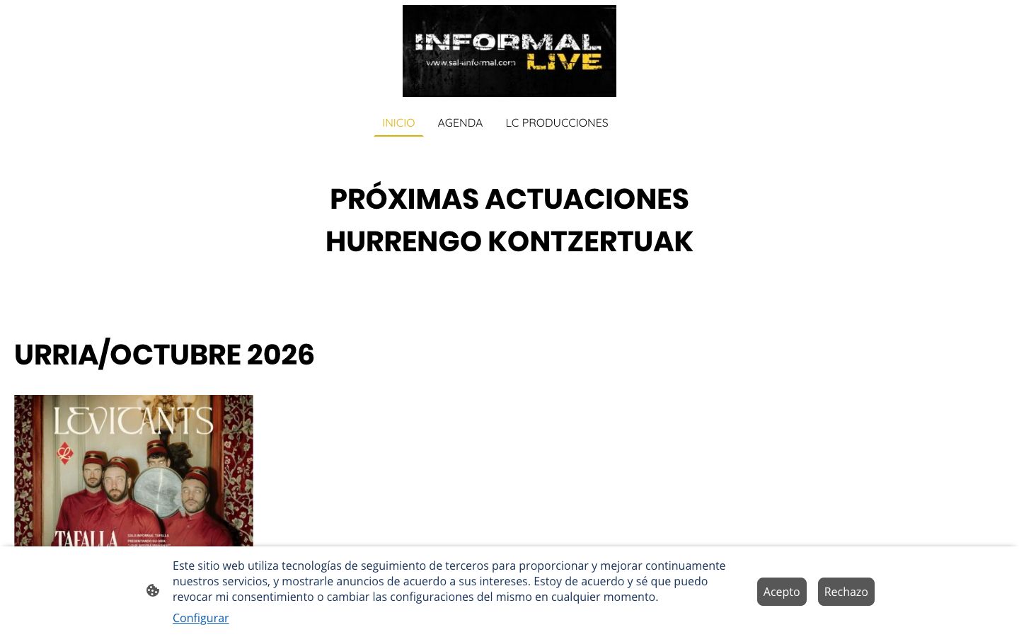Homepage screenshot of SALA INFORMAL