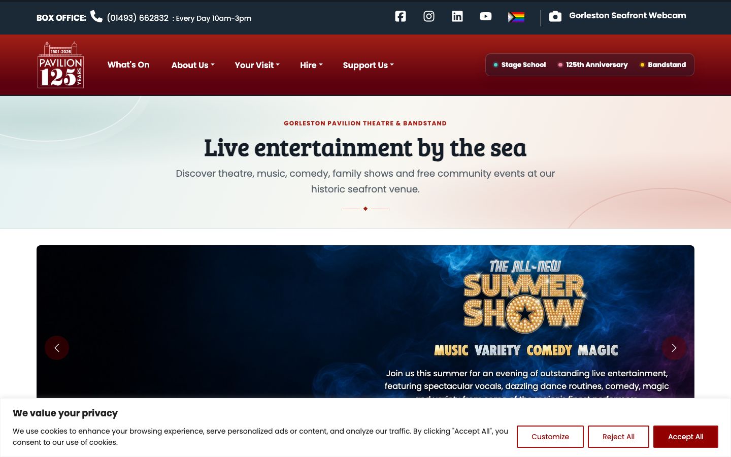 Homepage screenshot of Ticketbooth