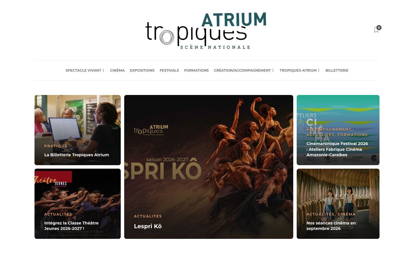 Homepage screenshot of Tropiques Atrium