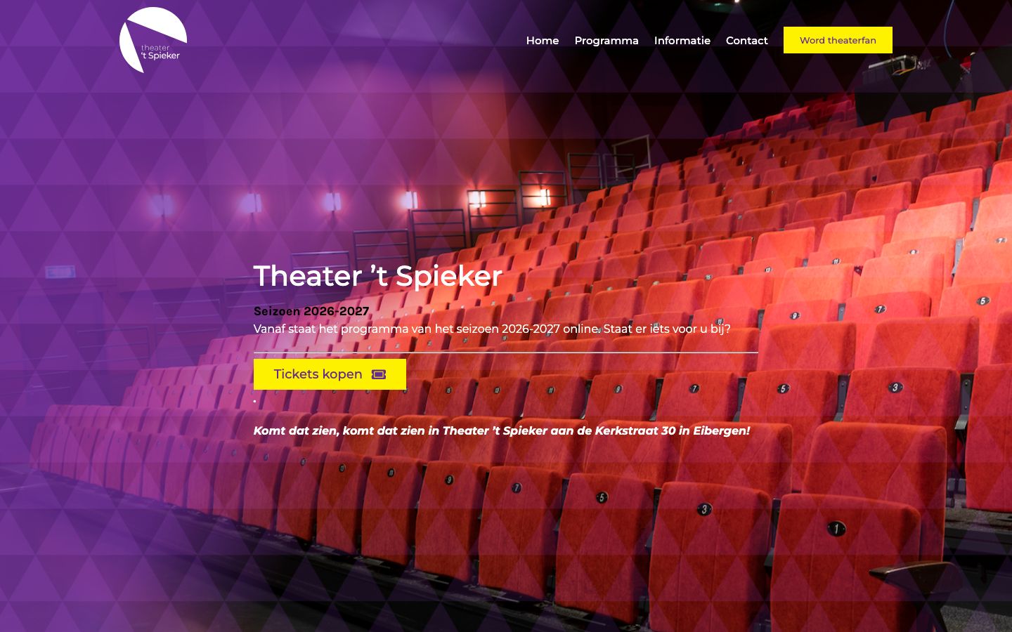 Homepage screenshot of Theater 't Spieker in Eibergen - het theater van Berkelland