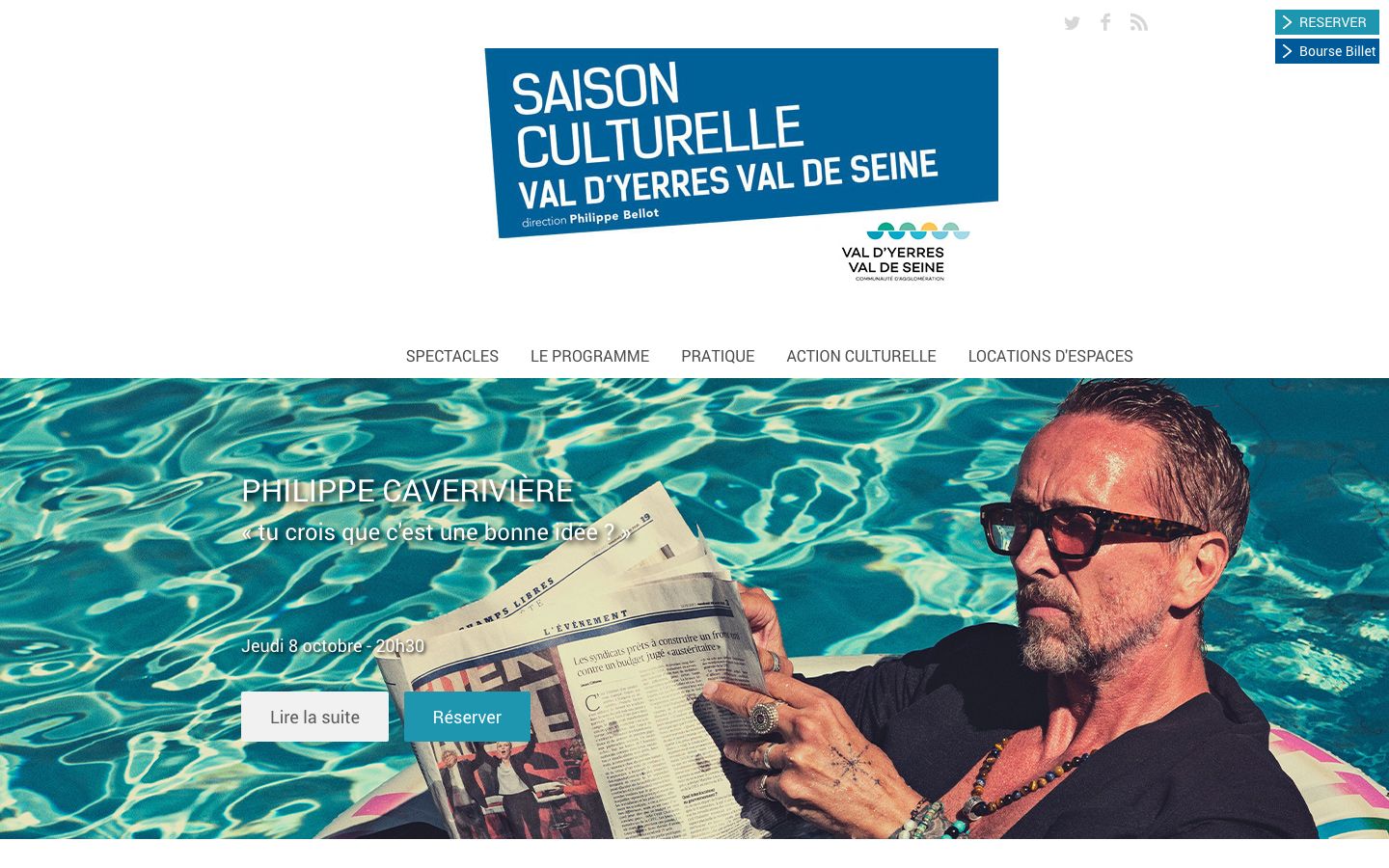 Homepage screenshot of Saison Culturelle Val d'Yerres Val de Seine