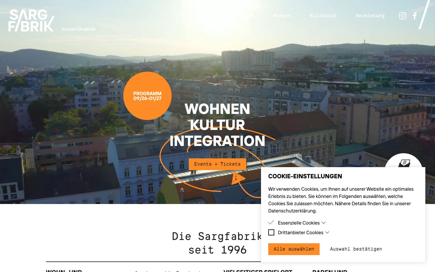 Screenshot of Sargfabrik (Kulturhaus Sargfabrik)