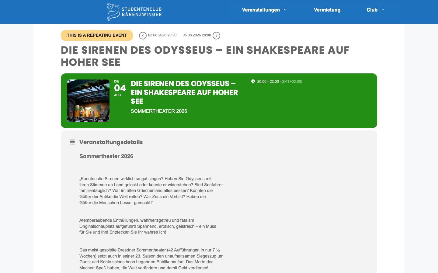 Event detail page screenshot of Bärenzwinger
