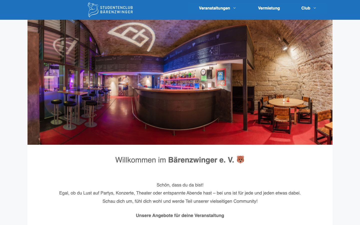 Homepage screenshot of Bärenzwinger