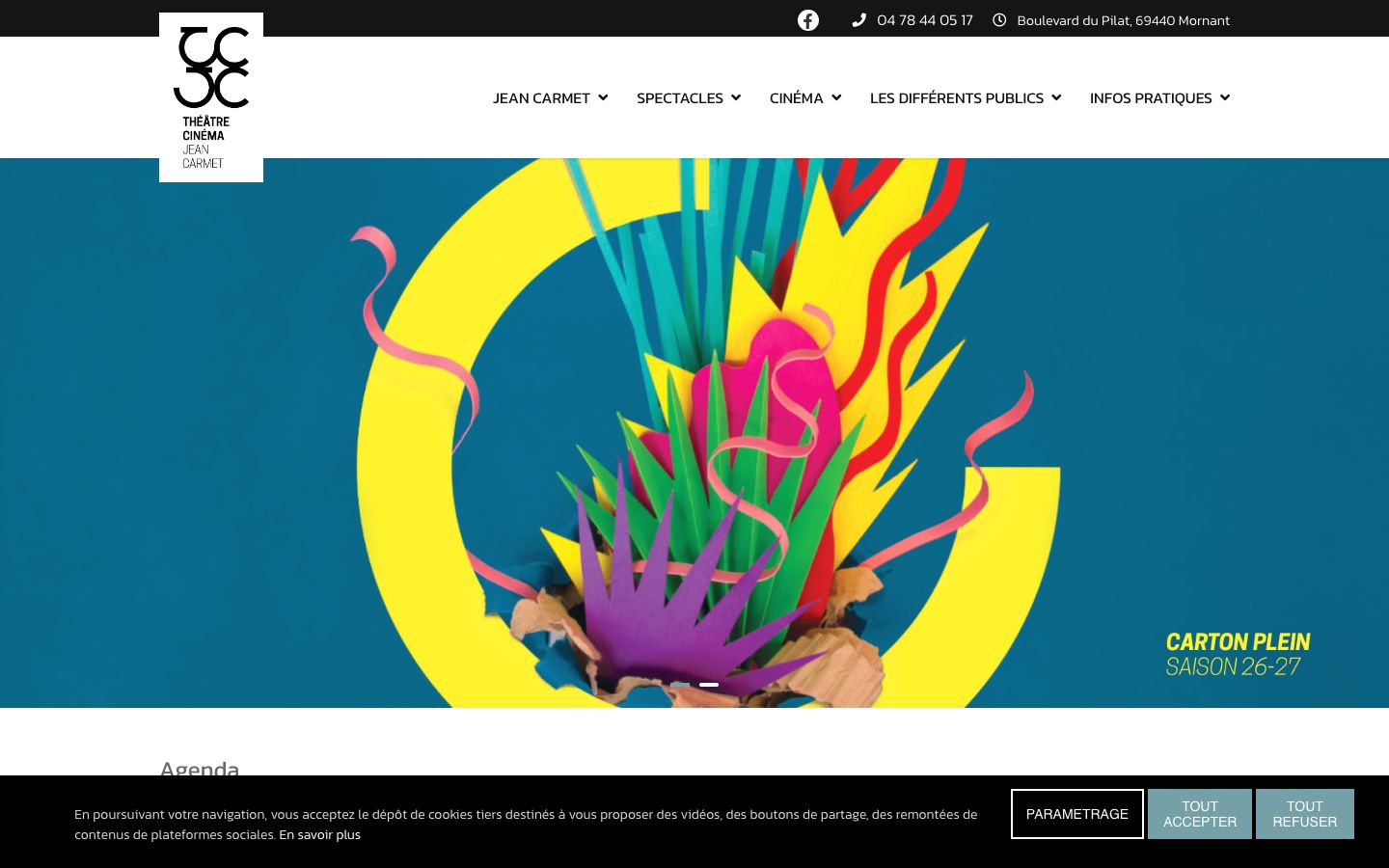 Homepage screenshot of Theatre jean Carmet