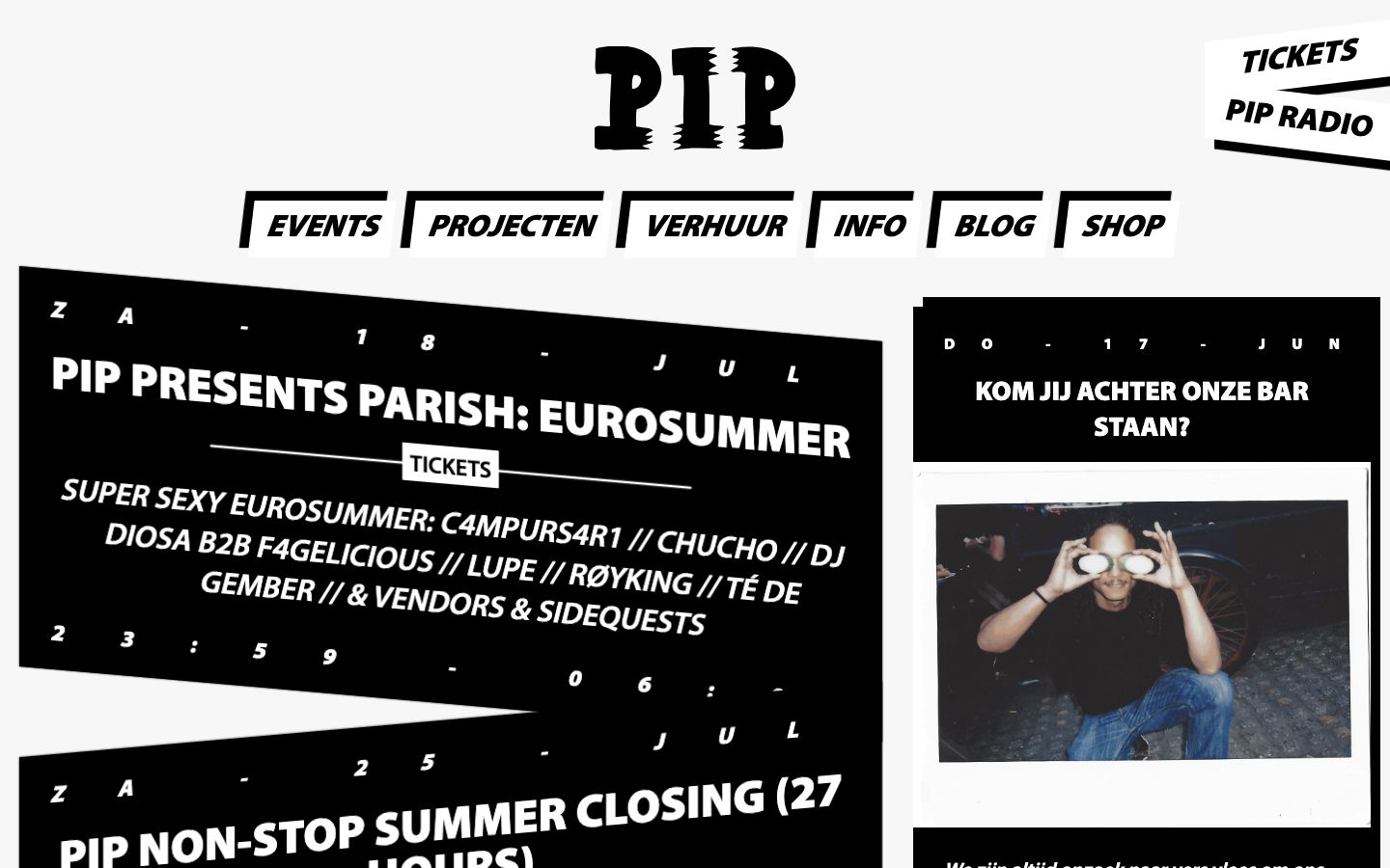 Homepage screenshot of PIP Den Haag