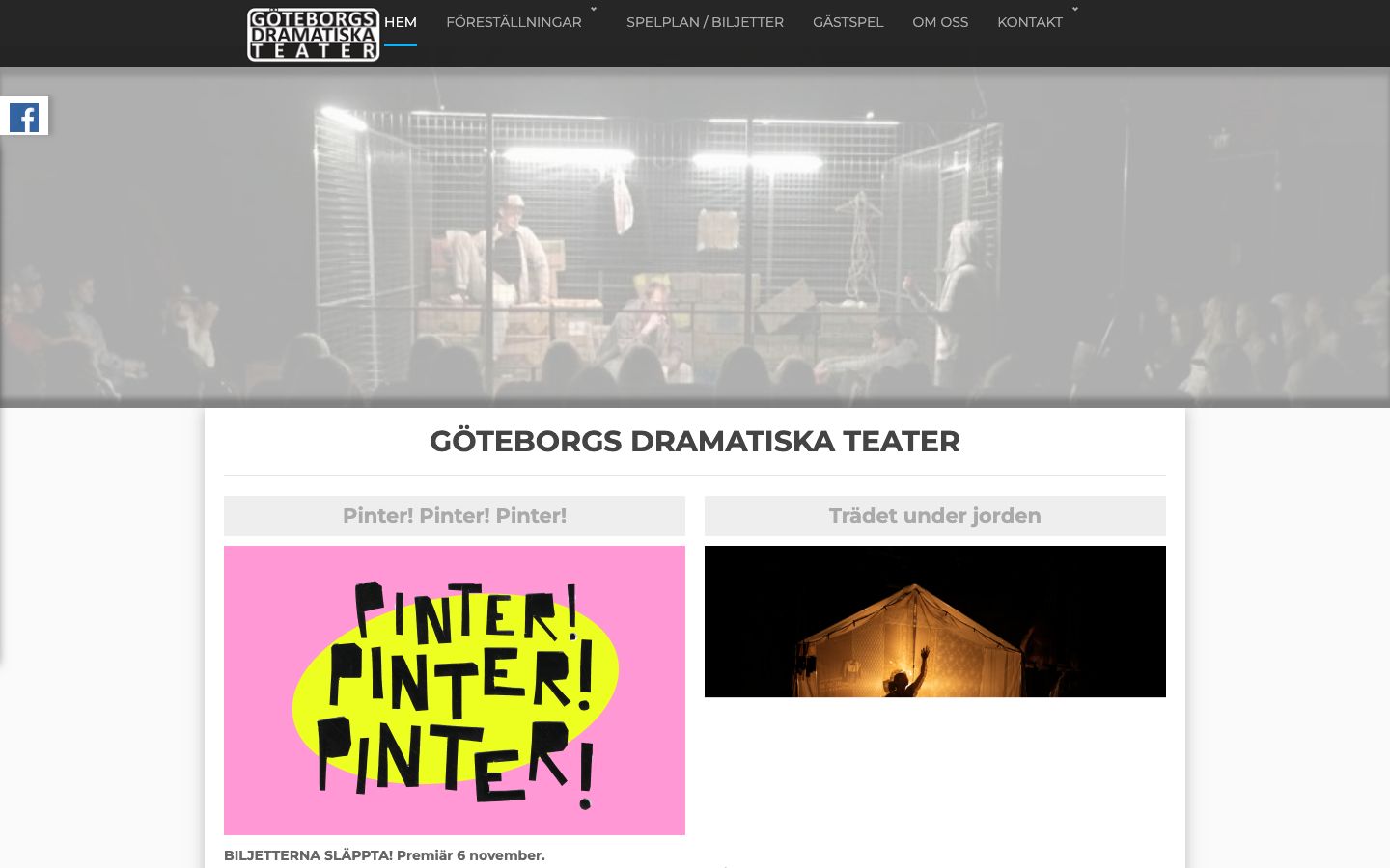 Homepage screenshot of Göteborgs Dramatiska Teater