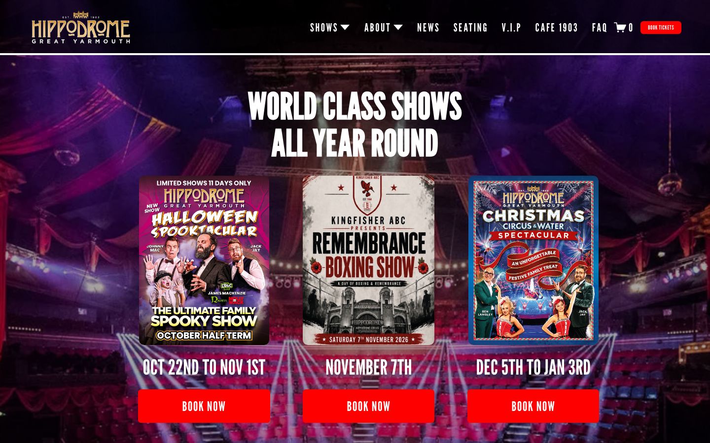 Homepage screenshot of Hippodrome Circus