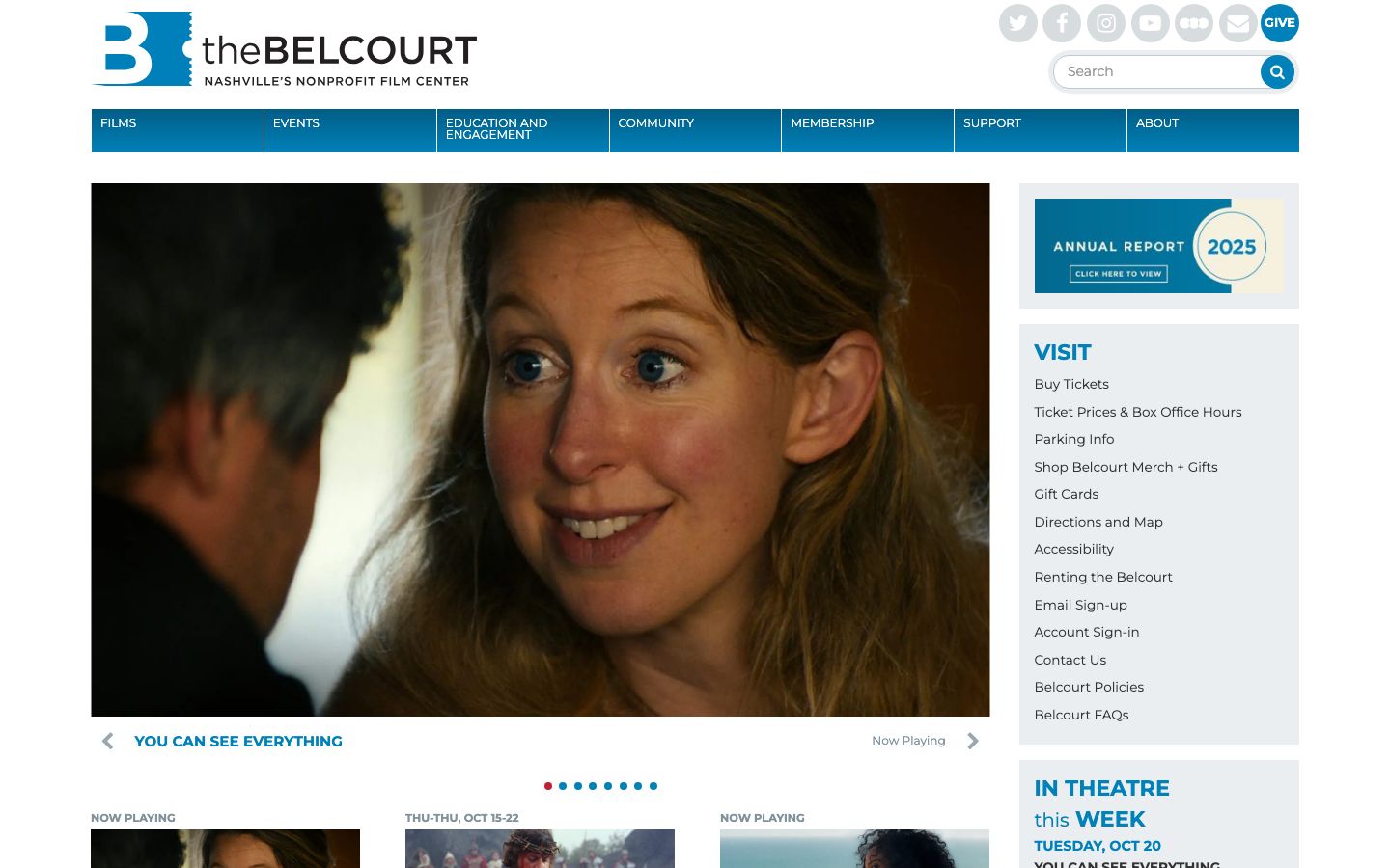Homepage screenshot of The Belcourt Theatre