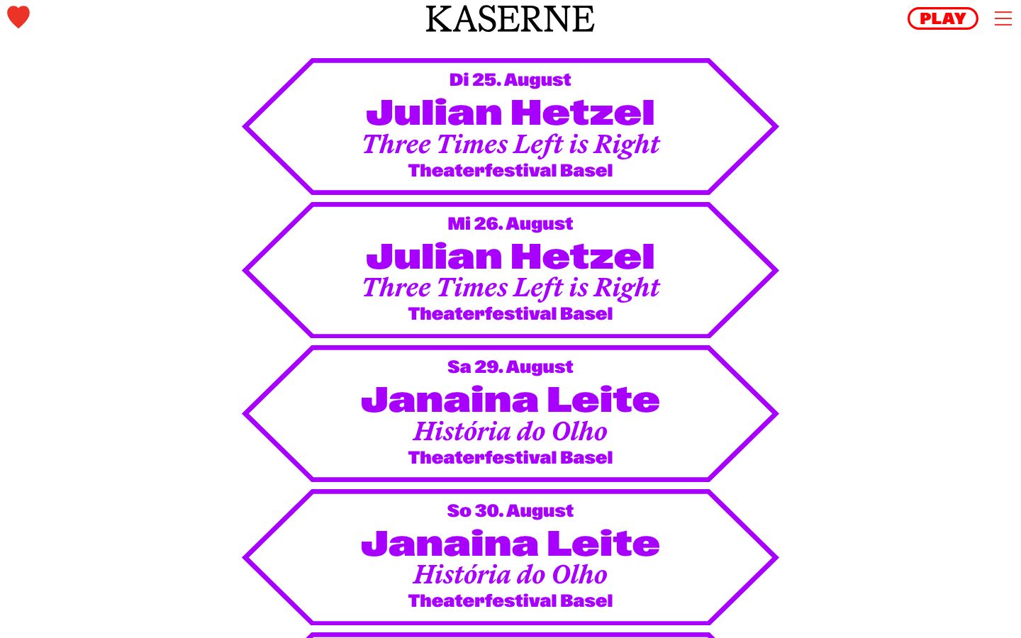 Homepage screenshot of KASERNE-BASEL