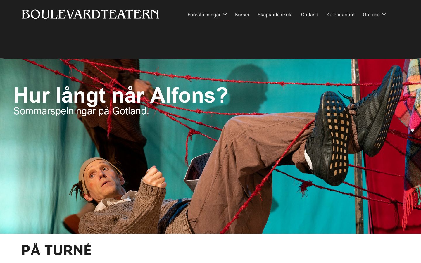 Homepage screenshot of Boulevardteatern